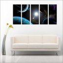 Ver imagem 1 de Quadro Decorativo Universo Planetas Galáxias Estrelas Cosmos Espaço Mosaico 5 Peças Com Moldura