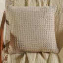 Ver imagem 4 de Kit Manta e Capa de Almofada Decorativa para Sofá Waffle 100% Algodão 120x150cm Amendoa