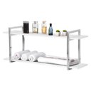 Ver imagem 1 de Nicho Banheiro Cromado Com Prateleiras Branco 120cm