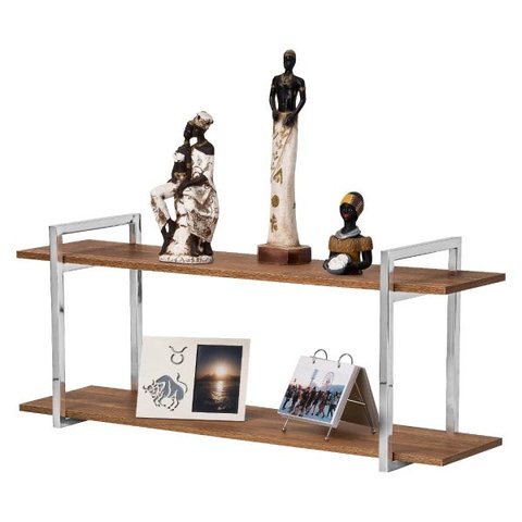 Nicho Sala e Quarto Cromado Com Prateleiras Amadeirado 60cm
