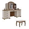 Penteadeira Camarim com Espelho e Banqueta Almofadada 100% Mdf Berlim Malbec Off White - 2