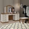 Penteadeira Camarim com Espelho e Banqueta Almofadada 100% Mdf Berlim Malbec Off White - 1