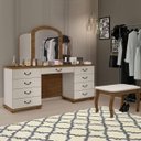 Ver imagem 1 de Penteadeira Camarim com Espelho e Banqueta Almofadada 100% Mdf Berlim Malbec Off White