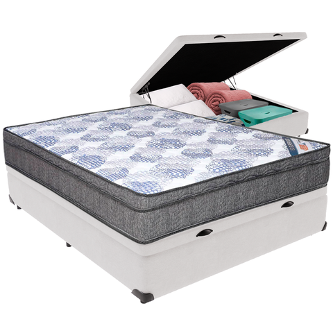 Cama Box Baú e Colchão Iso Superpocket Molas Ensacadas Viúvo Ortobom: Branco