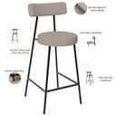 Ver imagem 4 de Kit 03 Banquetas Baixa para Cozinha Sala de Jantar Bancada Milão L02 Linho Bege - lyam decor Lyam de