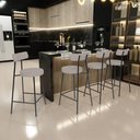 Ver imagem 2 de Kit 03 Banquetas Baixa para Cozinha Sala de Jantar Bancada Milão L02 Linho Bege - lyam decor Lyam de