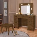 Ver imagem 1 de Penteadeira camarim com LED porta joias e Banqueta 100%MDF Seul Malbec