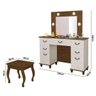 Penteadeira camarim com LED porta joias e Banqueta 100%MDF Seul Malbec Off White - 4