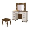 Penteadeira camarim com LED porta joias e Banqueta 100%MDF Seul Malbec Off White - 2