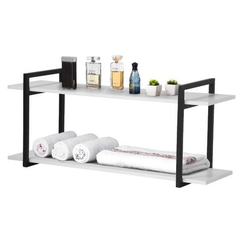 Nicho Banheiro Preto Com Prateleiras Branco 120cm