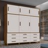 Guarda-Roupa Casal Triplex 6 Portas de Correr 9 Gavetas 100% MDF Toronto Malbec Off-White - 1
