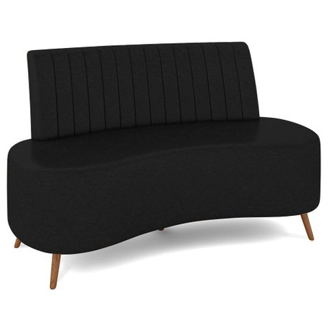 Sofá 2 Lugares para Sala Living 160cm Pés Palito Tamar K04 Sintético Preto - Mpozenato
