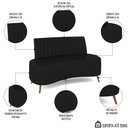 Ver imagem 3 de Sofá 2 Lugares para Sala Living 160cm Pés Palito Tamar K04 Sintético Preto - Mpozenato