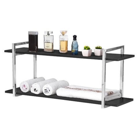 Nicho Banheiro Cromado Com Prateleiras Preto 120cm