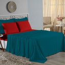 Ver imagem 1 de Jogo Cama Casal Nobre 4 Peças Lençol Elástico 30cm Altura 100% Algodão Petróleo Vermelho