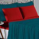 Ver imagem 3 de Jogo Cama Casal Nobre 4 Peças Lençol Elástico 30cm Altura 100% Algodão Petróleo Vermelho
