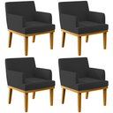Ver imagem 1 de Kit 4 Poltronas Decorativas Sala De Estar E Recepção Base Mel Beatriz W01 Bouclê Preto - Lyam Decor
