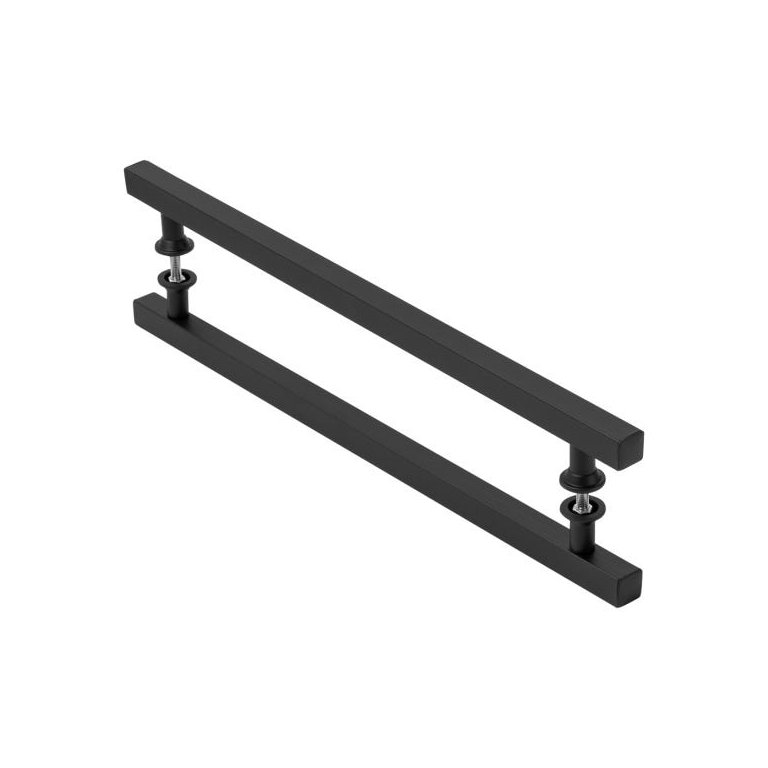 Puxador De Porta Quadrado Preto 40cm