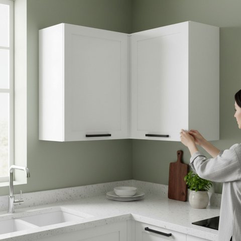 Armário Aéreo de Canto 90cm 2 Portas 100% Mdf Phoenix Móvel na Caixa