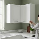 Ver imagem 1 de Armário Aéreo de Canto 90cm 2 Portas 100% Mdf Phoenix Móvel na Caixa