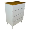 Ver imagem 1 de Cômoda em Madeira MDF e Pinus 5 Gavetas Sem Puxador Pé Palito 100x70x45cm