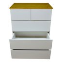 Ver imagem 5 de Cômoda em Madeira MDF e Pinus 5 Gavetas Sem Puxador Pé Palito 100x70x45cm