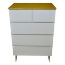 Ver imagem 3 de Cômoda em Madeira MDF e Pinus 5 Gavetas Sem Puxador Pé Palito 100x70x45cm