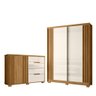 Kit Guarda Roupa 2 Portas Cannes e Cômoda Sapateira Munique M01 Freijó Off White Clique Chique - 1