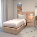 Ver imagem 1 de Kit Quarto sob Medida Mdf Cama Cabeceira e Mesa Lateral Cor:carvalho Malva