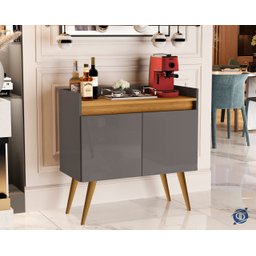 Aparador Buffet Sala 2 Portas Luxo Prime Onix / Madeirado - JM Casa dos Móveis - 2