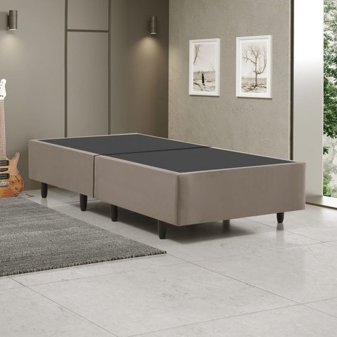 Base Box Dobrável Solteiro para Colchão 88x188cm Compacto - Bege