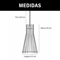 Kit 2 Luminárias Lustre Pendente Madeira Vazado Aletado Soq E27 13x25cm Cor:café - 4