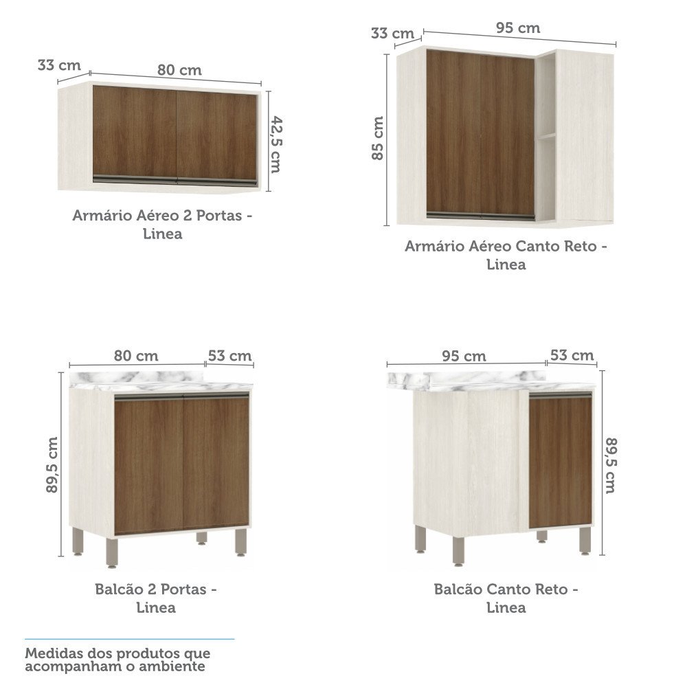 Cozinha Completa Modulada 12 Peças, Paneleiro Vidro Reflecta Armários e ...