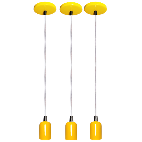 Kit 03 Pendente Moderno Modelo Clean Amarelo Todos Ambientes