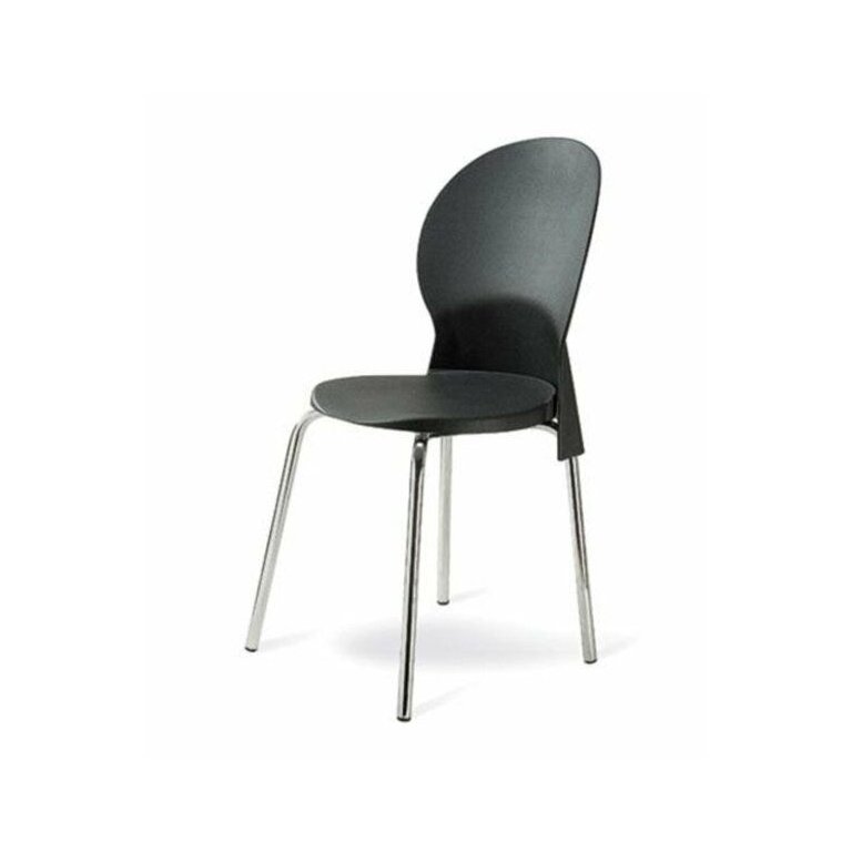 Cadeira Base Cromada Linha Polipropileno Milano Cor:Preto