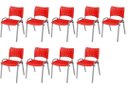 Ver imagem 2 de Cadeira Iso Base Cinza, Igreja, Escola, Escritório - Vermelho Kit 9 Peças