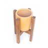 Trio de vasos decorativos Cachepot em barro com suporte de madeira - Marrom - 7