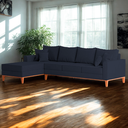 Ver imagem 1 de Sofá 4 Lugares Beny com Chaise Esquerdo Linho Azul