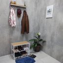 Ver imagem 2 de Kit Cabideiro e Porta Sapatos Entrada Banco Sapateira MDF Vazada Branca