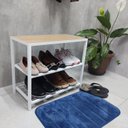 Ver imagem 5 de Kit Cabideiro e Porta Sapatos Entrada Banco Sapateira MDF Vazada Branca