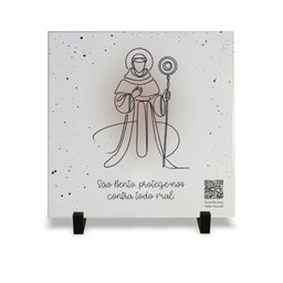 Azulejo Decorativo Religiosa com Qr Code Orações São Bento - 1