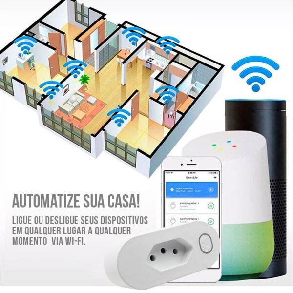Tomada Inteligente para Automação Residencial Smart Wifi Bivolt - Branco - 5