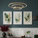Ver imagem 7 de Kit 3 Quadros Verde Dourado Aquarela 60x80 com Vidro:branca