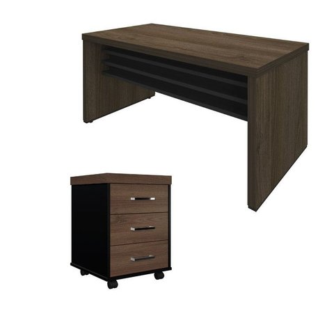 Conjunto Escritório: Mesa 6087 + Gaveteiro 6089