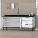 Ver imagem 2 de Gabinete Cozinha 3 Portas 3 Gavetas 100% MDF Multiuso 194cm:Branco