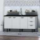 Ver imagem 5 de Gabinete Cozinha 3 Portas 3 Gavetas 100% Mdf Multiuso 194cm:branco
