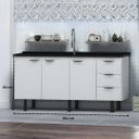 Ver imagem 5 de Gabinete Cozinha 3 Portas 3 Gavetas 100% MDF Multiuso 194cm:Branco