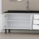 Ver imagem 4 de Gabinete Cozinha 3 Portas 3 Gavetas 100% MDF Multiuso 194cm:Branco