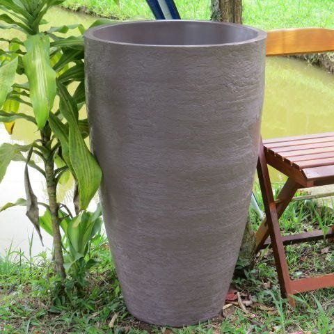 Kit 2 Vaso Planta 65x40 + 80x50 Oval Moderno Polietileno - MARROM CHOCOLATE 020