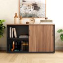 Ver imagem 4 de Armário Organizador 140cm 2 Portas de Correr Escritório F5 Cor:nogal com Preto